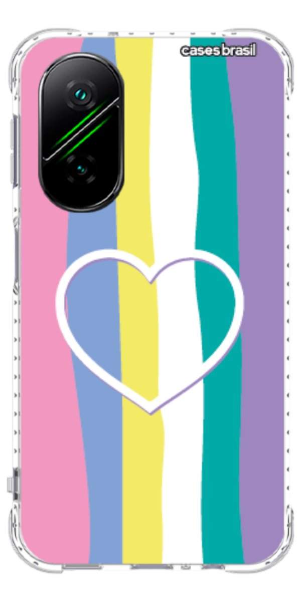 Capinha para Celular Arco-íris com Coração