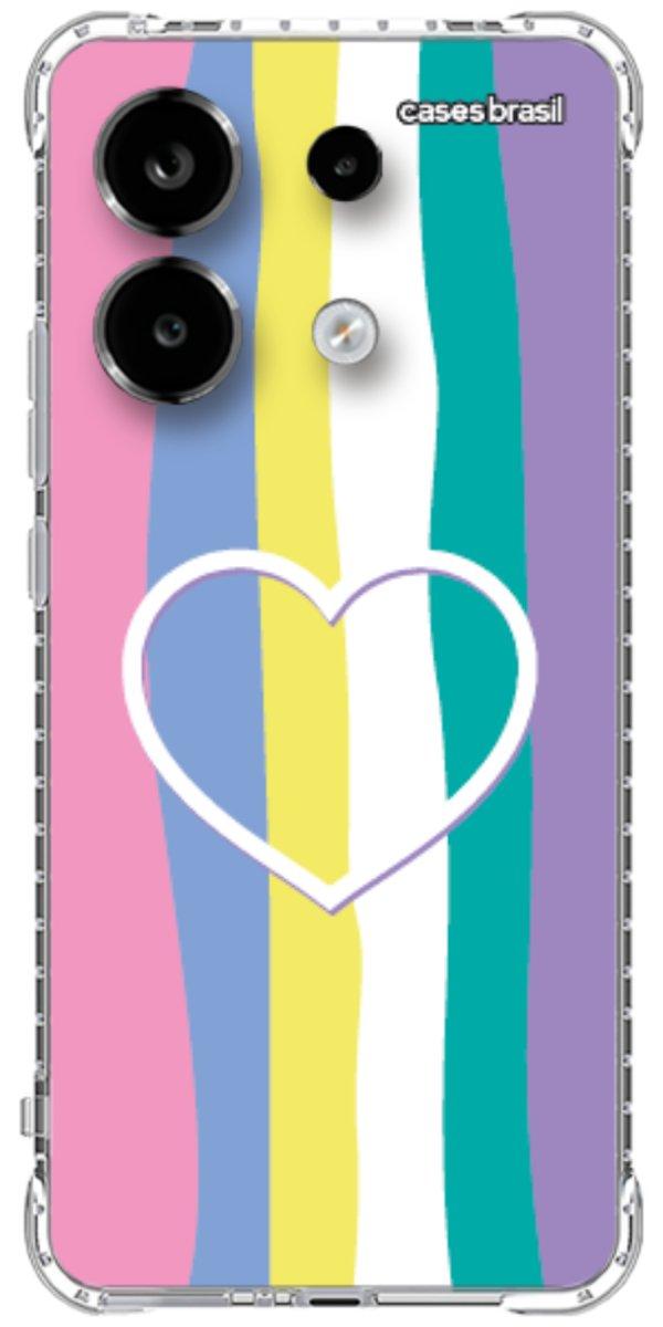 Capinha para Celular Arco-íris com Coração