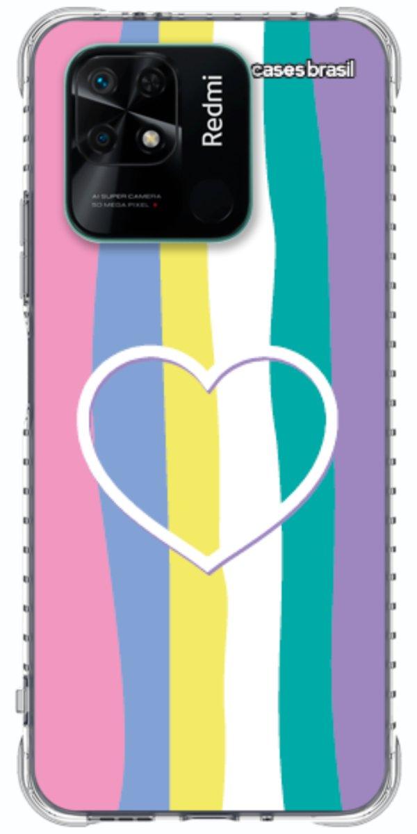 Capinha para Celular Arco-íris com Coração