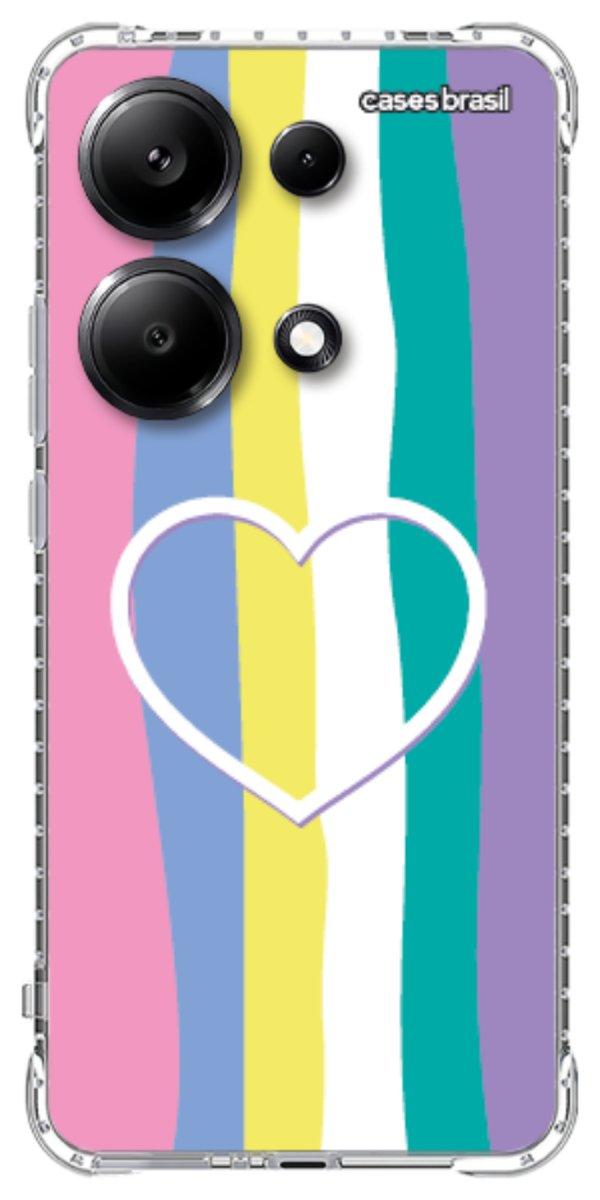 Capinha para Celular Arco-íris com Coração