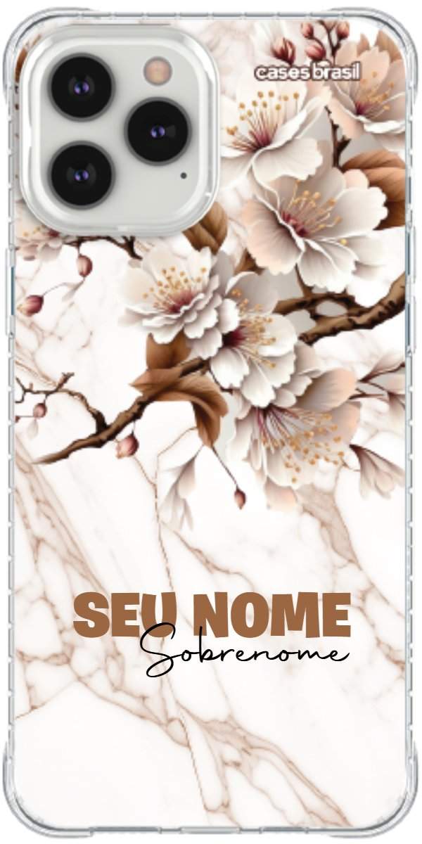 Capinha para Celular Mármore Sépia Floral