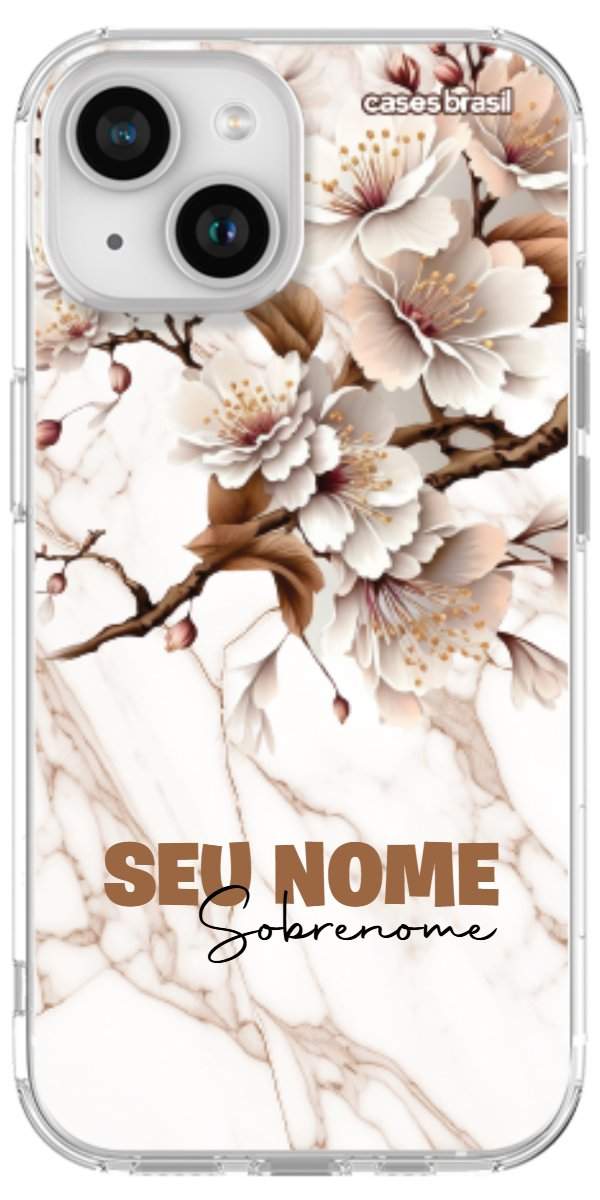 Capinha para Celular Mármore Sépia Floral