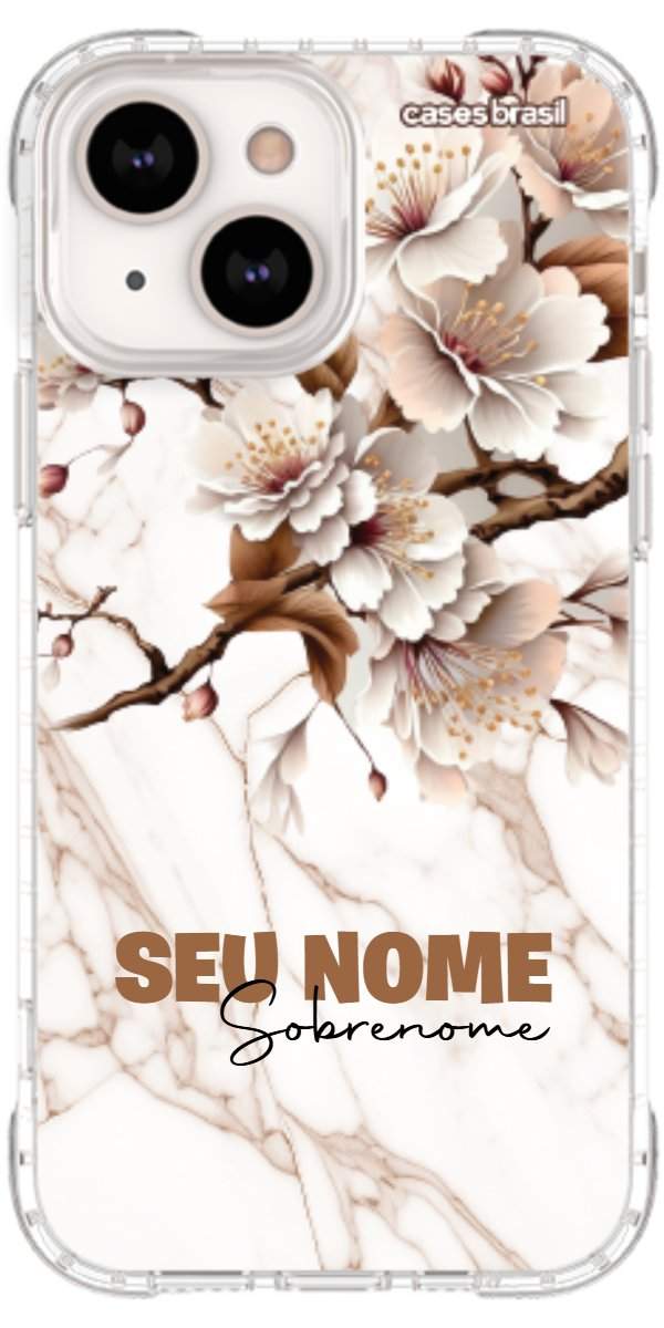 Capinha para Celular Mármore Sépia Floral