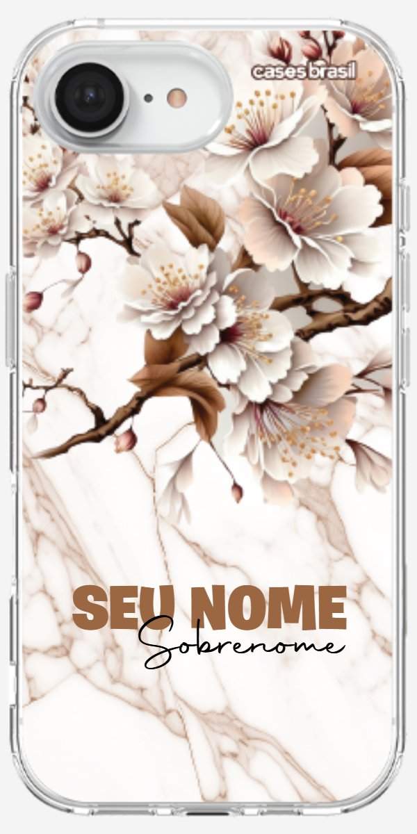 Capinha para Celular Mármore Sépia Floral
