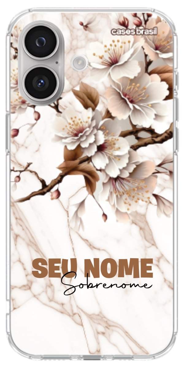 Capinha para Celular Mármore Sépia Floral