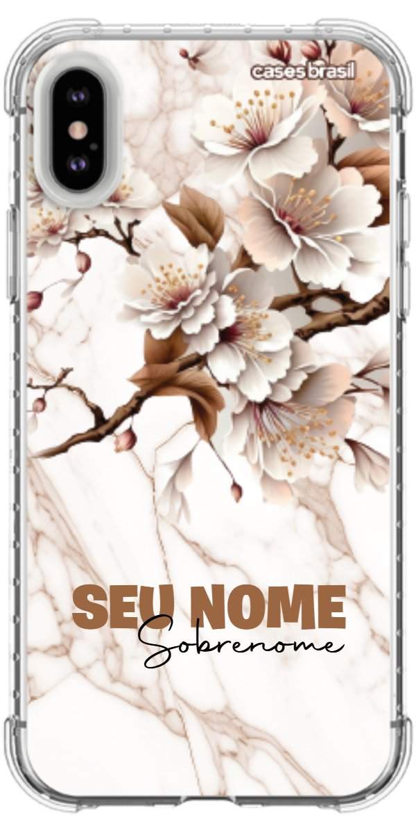 Capinha para Celular Mármore Sépia Floral