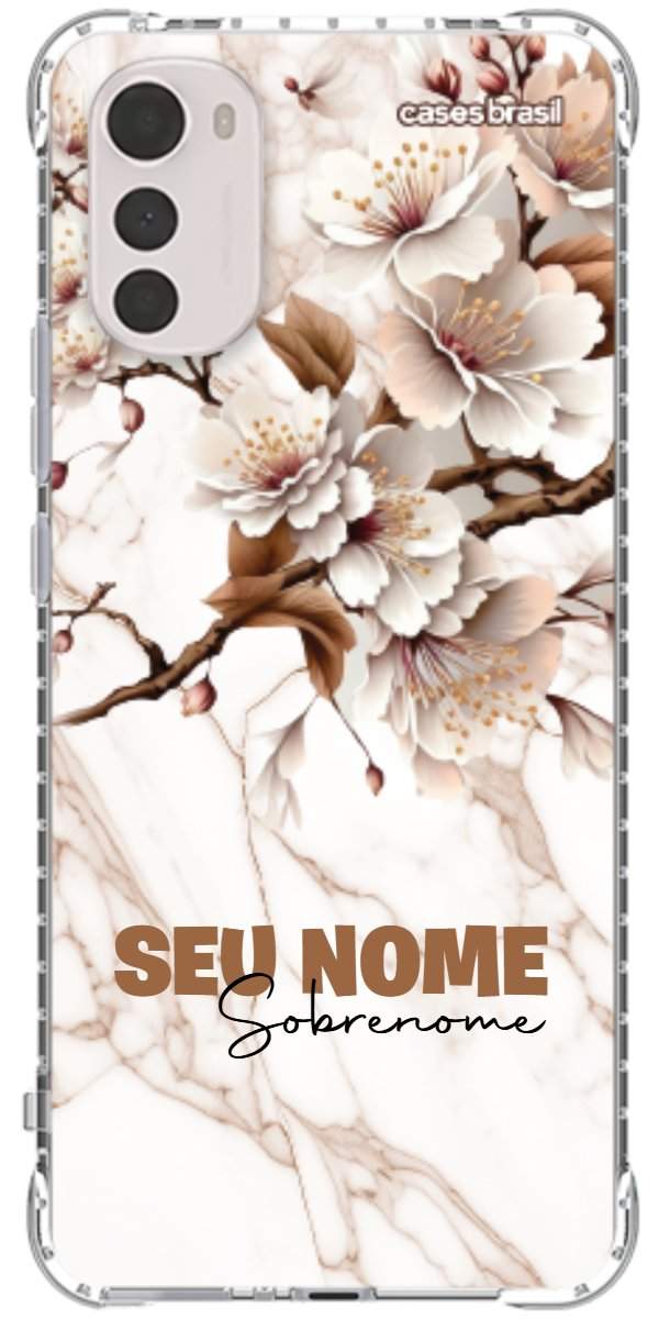 Capinha para Celular Mármore Sépia Floral