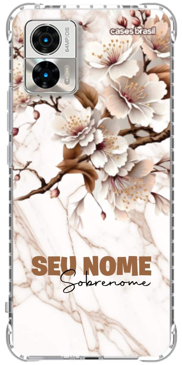 Capinha para Celular Mármore Sépia Floral