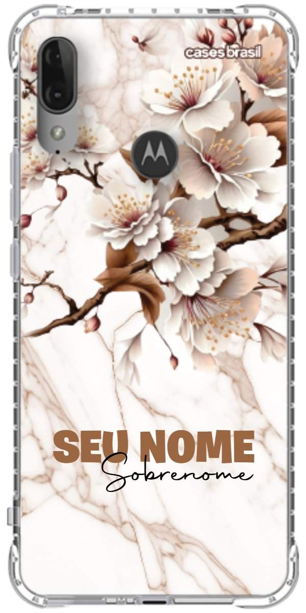 Capinha para Celular Mármore Sépia Floral