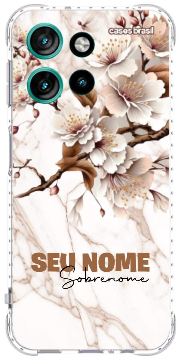 Capinha para Celular Mármore Sépia Floral