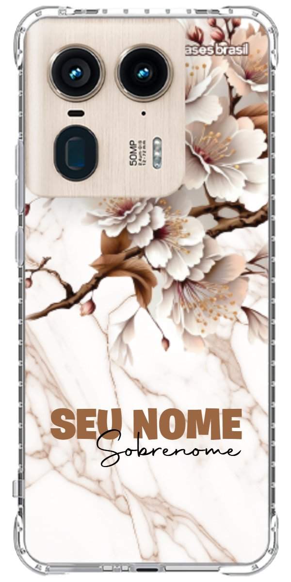 Capinha para Celular Mármore Sépia Floral