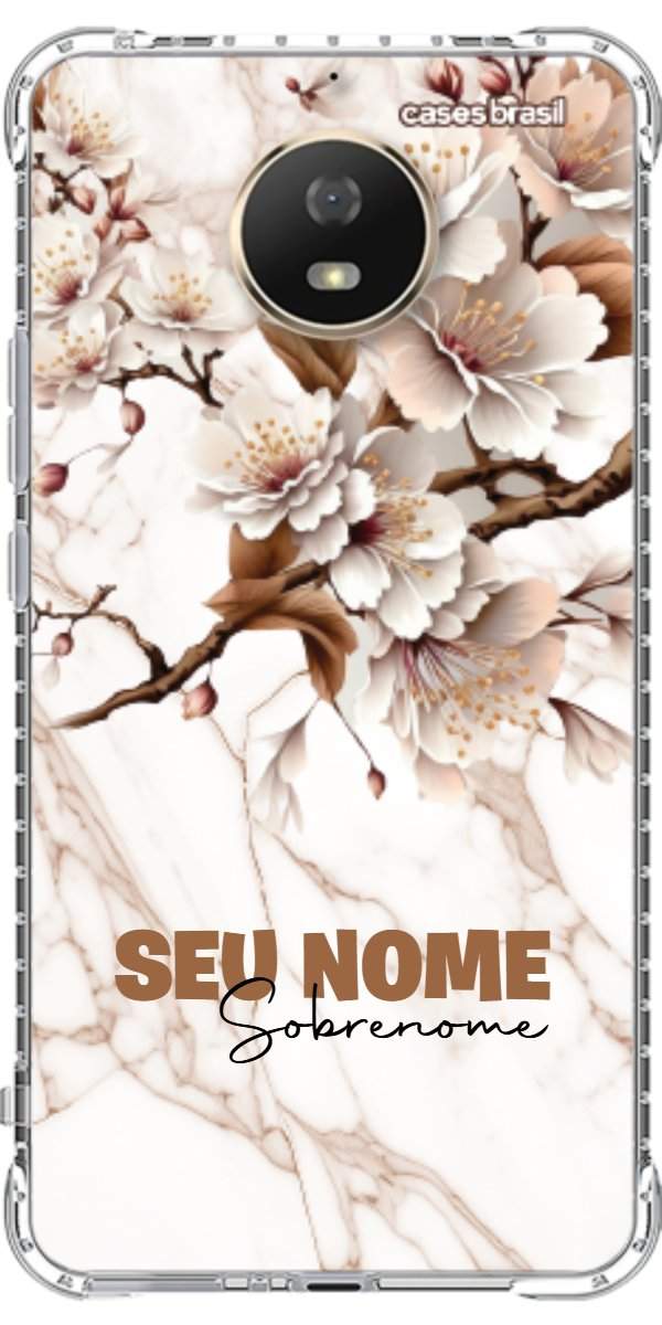Capinha para Celular Mármore Sépia Floral