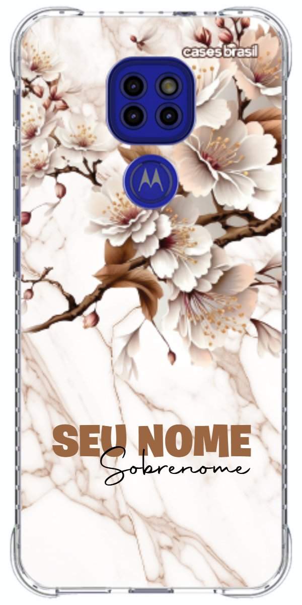 Capinha para Celular Mármore Sépia Floral