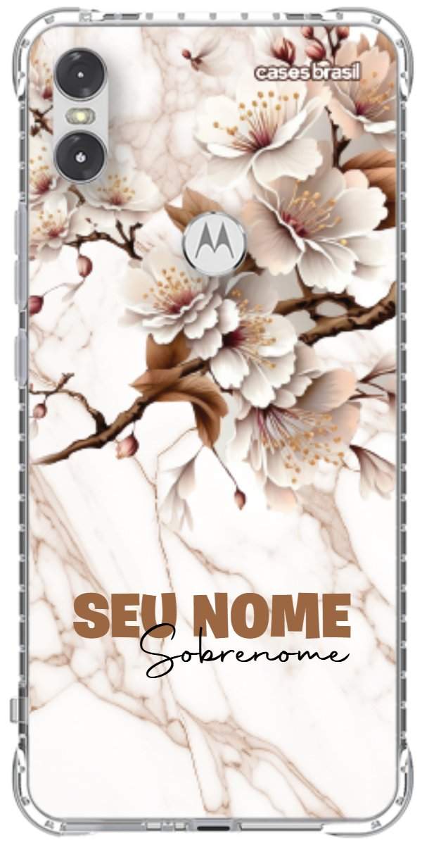 Capinha para Celular Mármore Sépia Floral