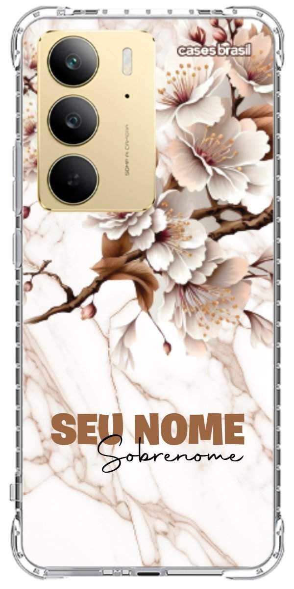 Capinha para Celular Mármore Sépia Floral