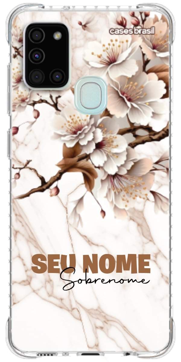 Capinha para Celular Mármore Sépia Floral