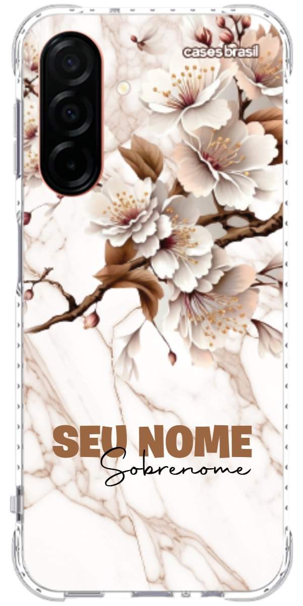 Capinha para Celular Mármore Sépia Floral