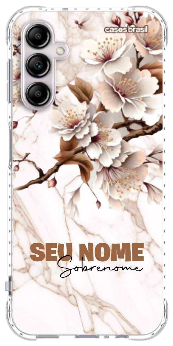 Capinha para Celular Mármore Sépia Floral