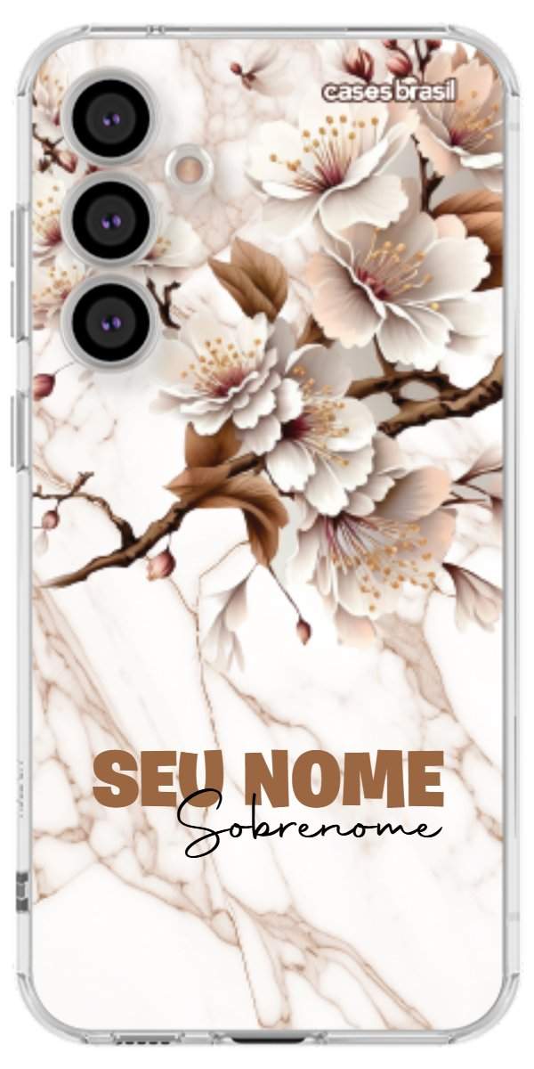 Capinha para Celular Mármore Sépia Floral