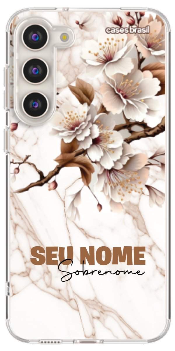 Capinha para Celular Mármore Sépia Floral