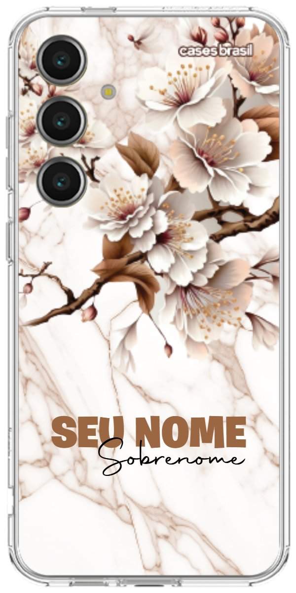 Capinha para Celular Mármore Sépia Floral
