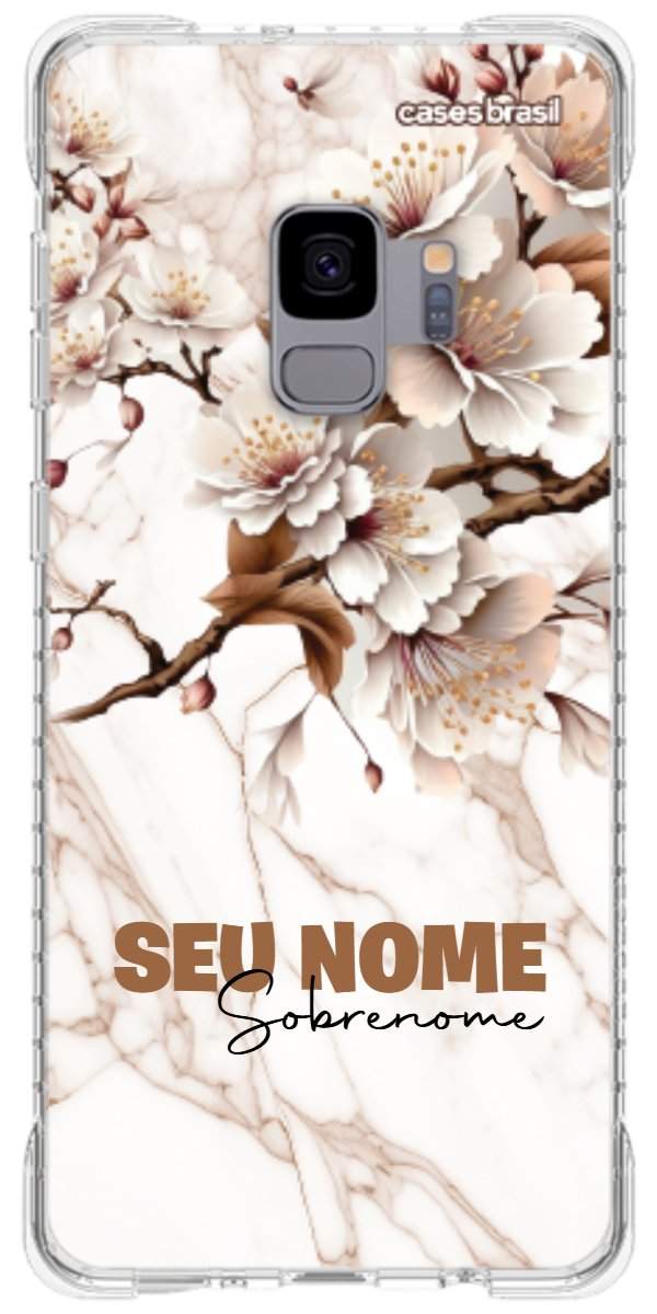 Capinha para Celular Mármore Sépia Floral