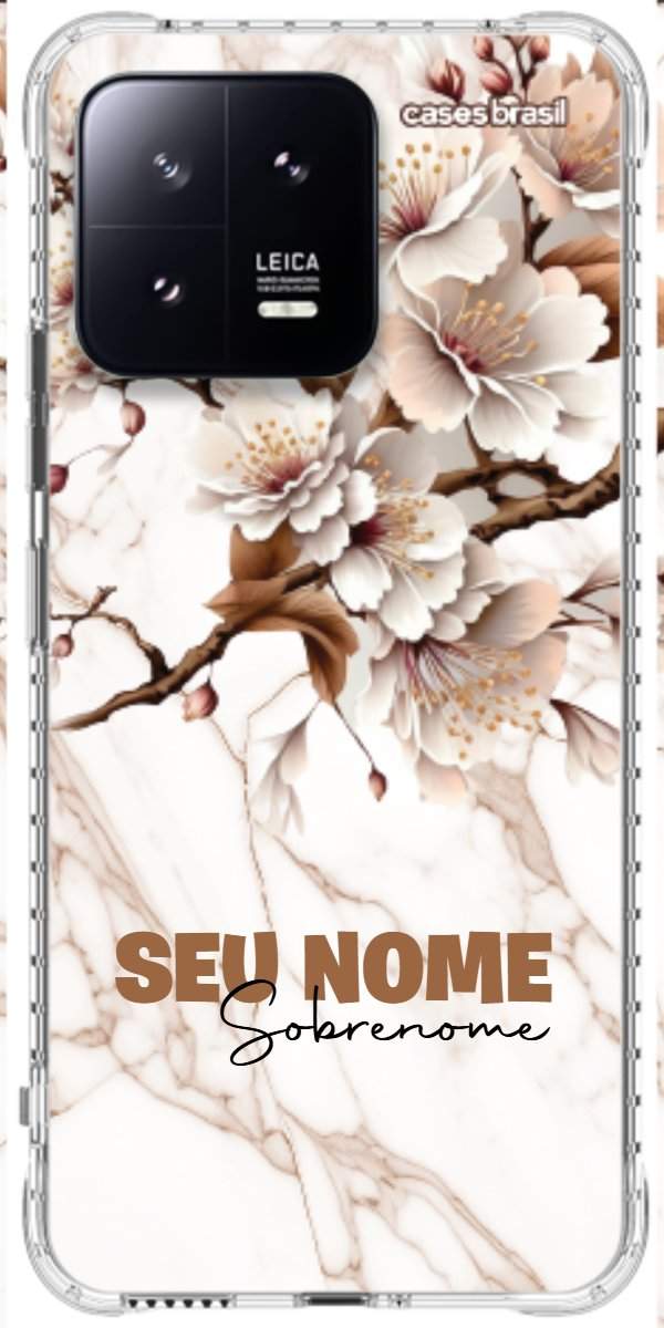Capinha para Celular Mármore Sépia Floral