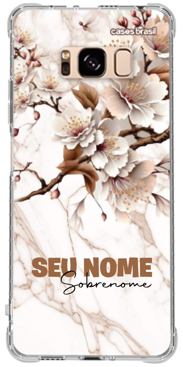 Capinha para Celular Mármore Sépia Floral