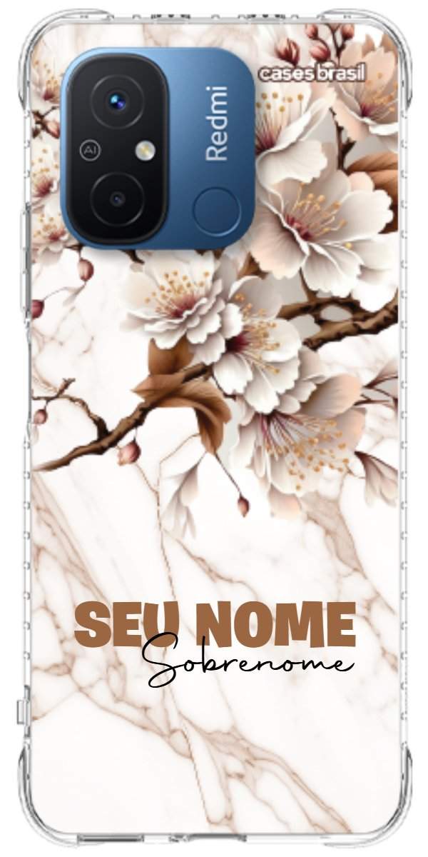 Capinha para Celular Mármore Sépia Floral