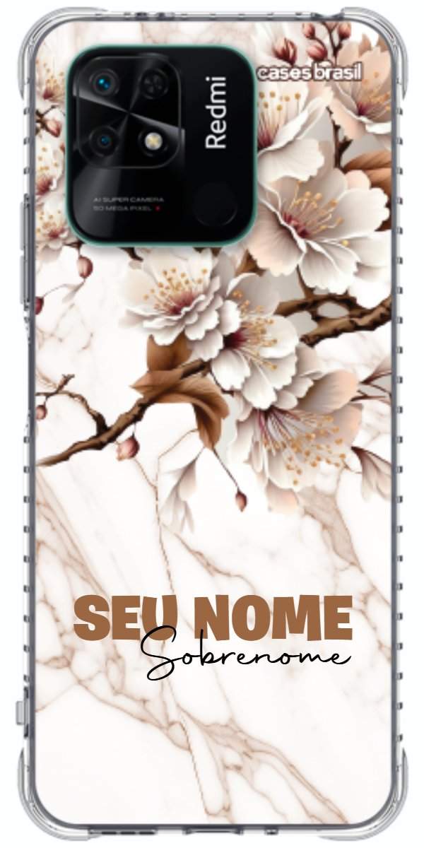 Capinha para Celular Mármore Sépia Floral