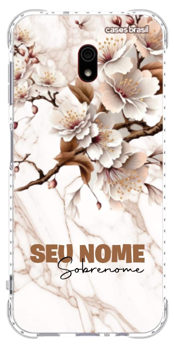 Capinha para Celular Mármore Sépia Floral
