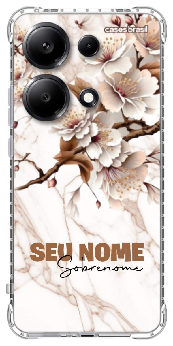 Capinha para Celular Mármore Sépia Floral
