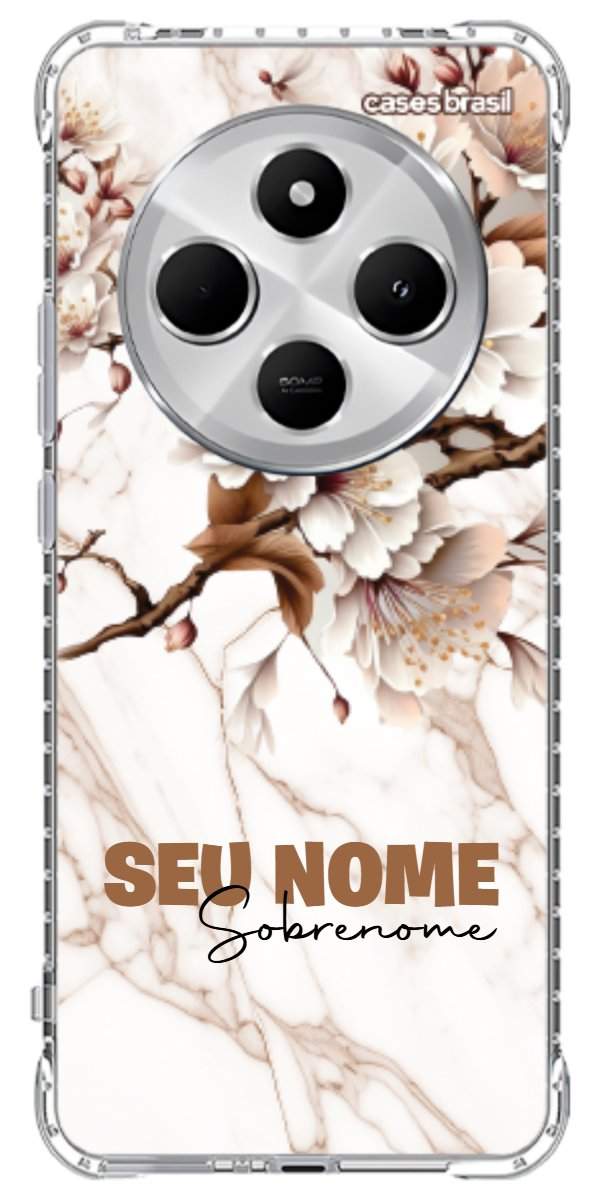 Capinha para Celular Mármore Sépia Floral