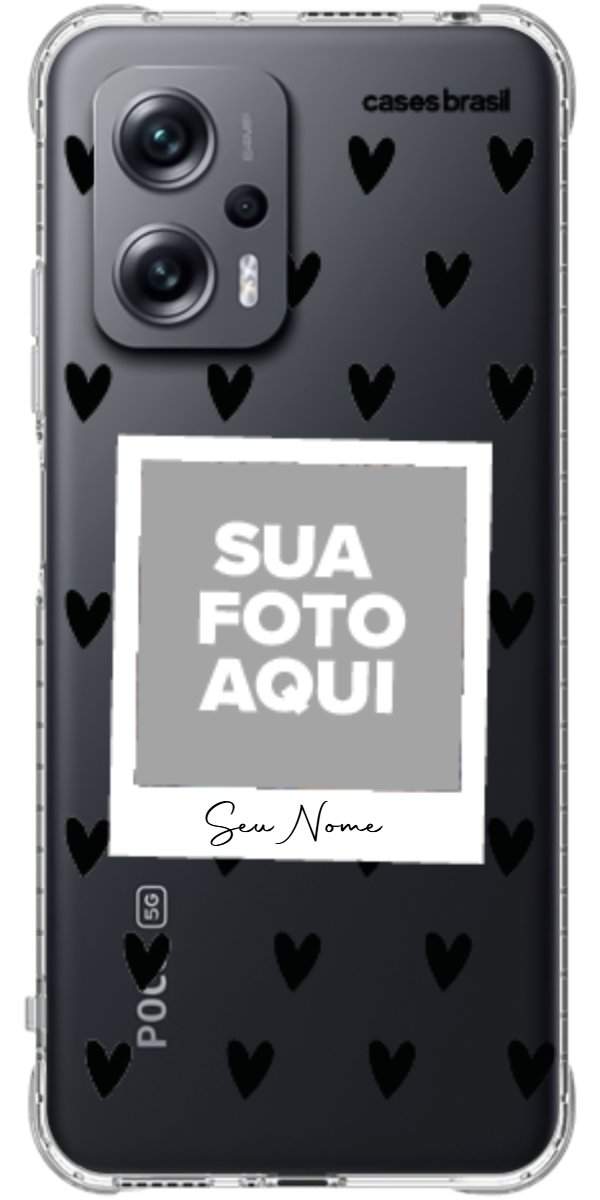 Capinha para Celular Polaroid Corações Black