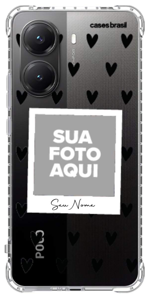 Capinha para Celular Polaroid Corações Black