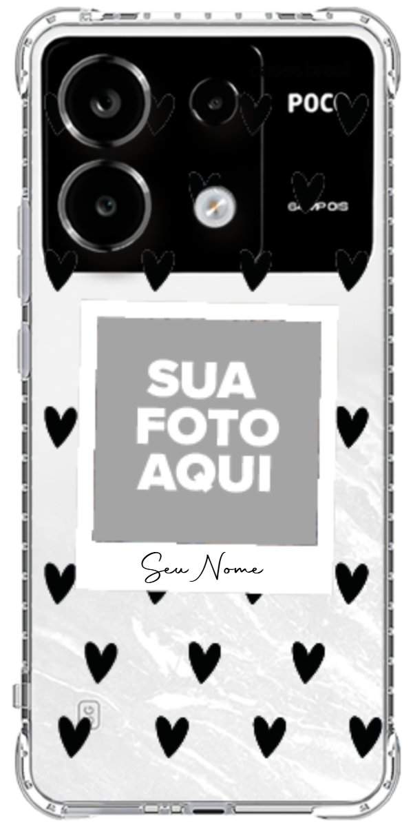 Capinha para Celular Polaroid Corações Black