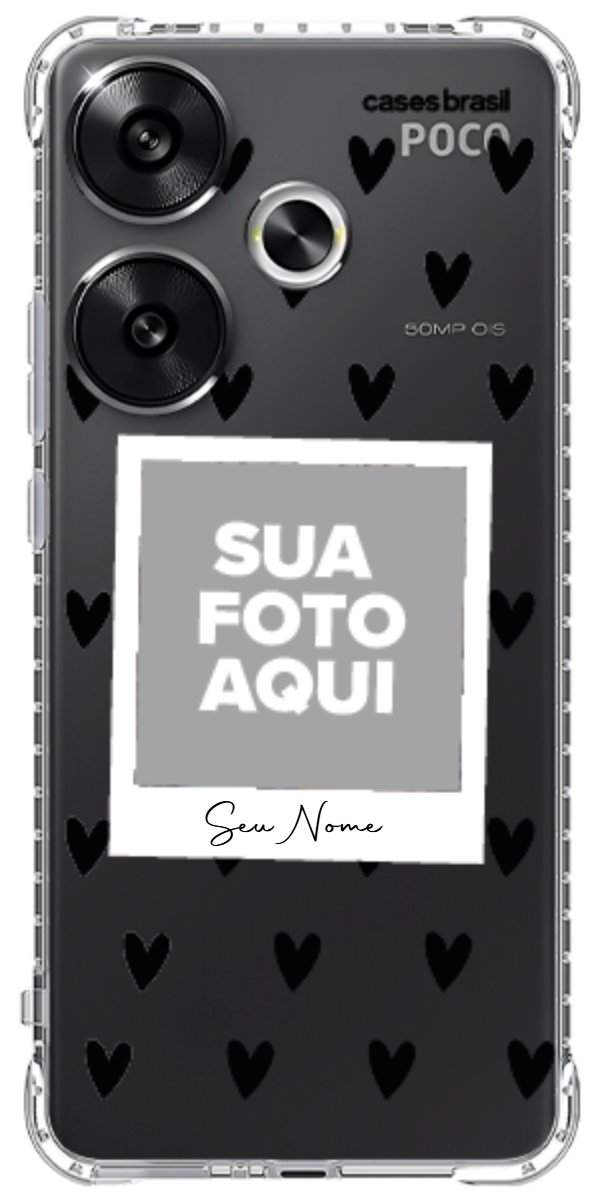 Capinha para Celular Polaroid Corações Black