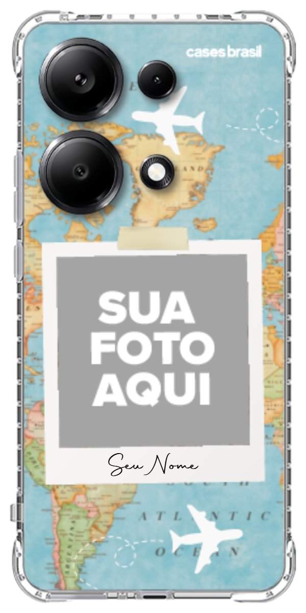Capinha para Celular Polaroid Mapa Mundi