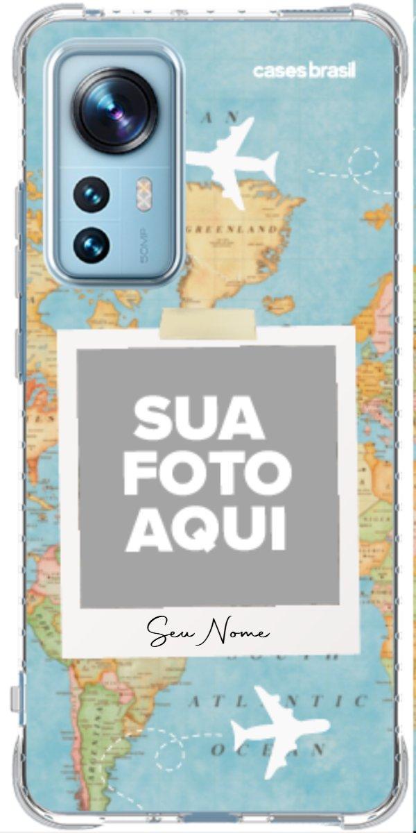 Capinha para Celular Polaroid Mapa Mundi
