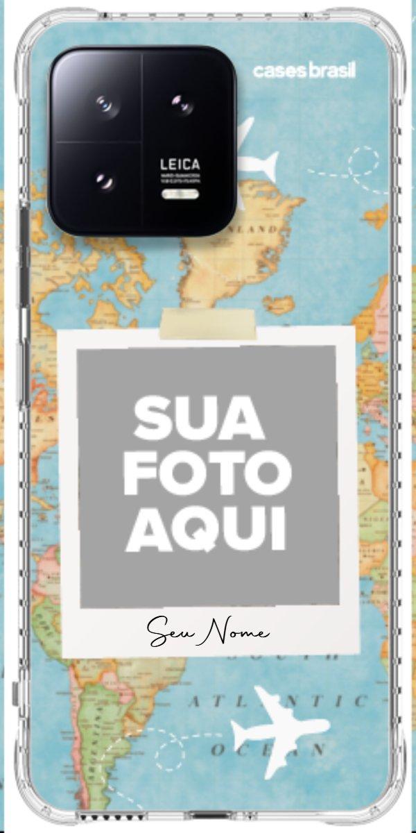 Capinha para Celular Polaroid Mapa Mundi