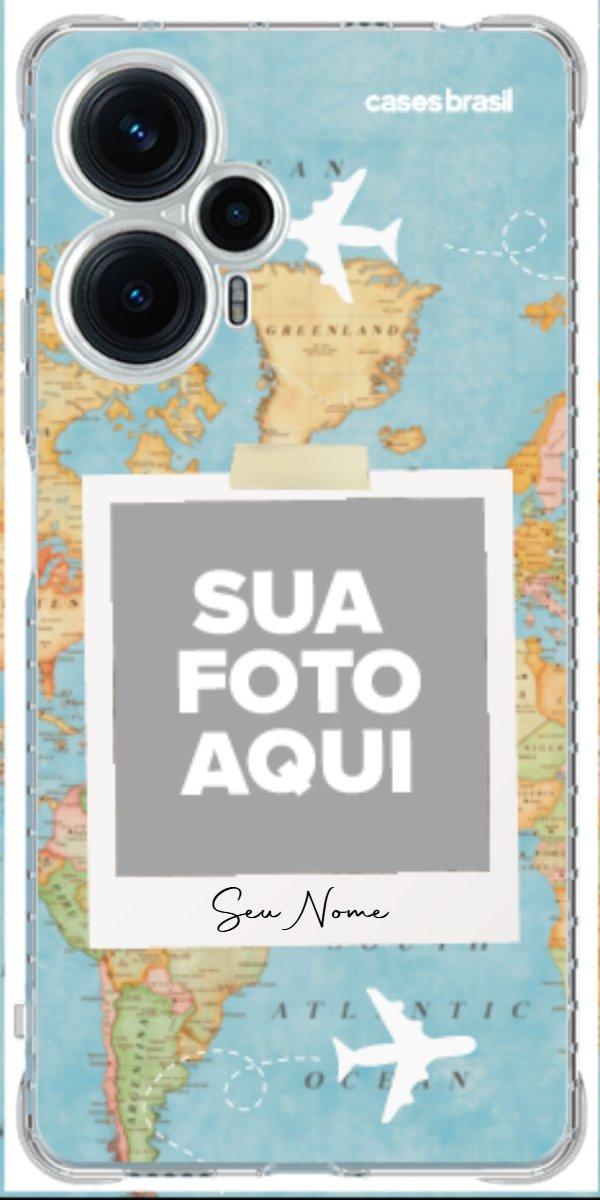 Capinha para Celular Polaroid Mapa Mundi