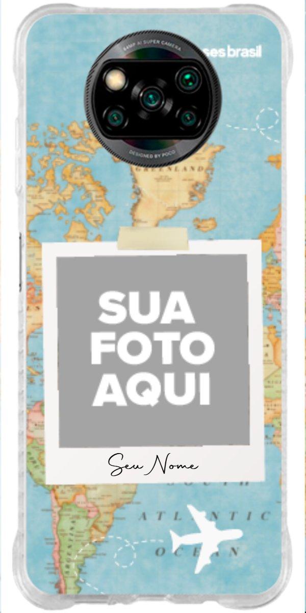 Capinha para Celular Polaroid Mapa Mundi