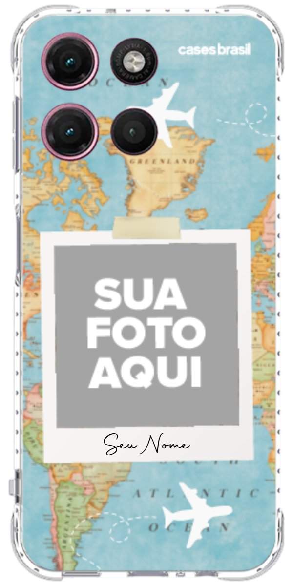 Capinha para Celular Polaroid Mapa Mundi