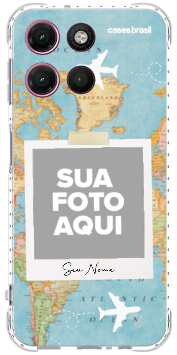 Capinha para Celular Polaroid Mapa Mundi