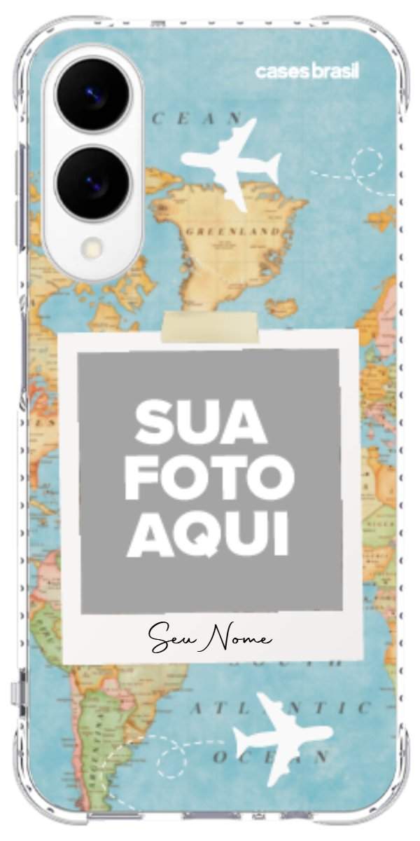 Capinha para Celular Polaroid Mapa Mundi