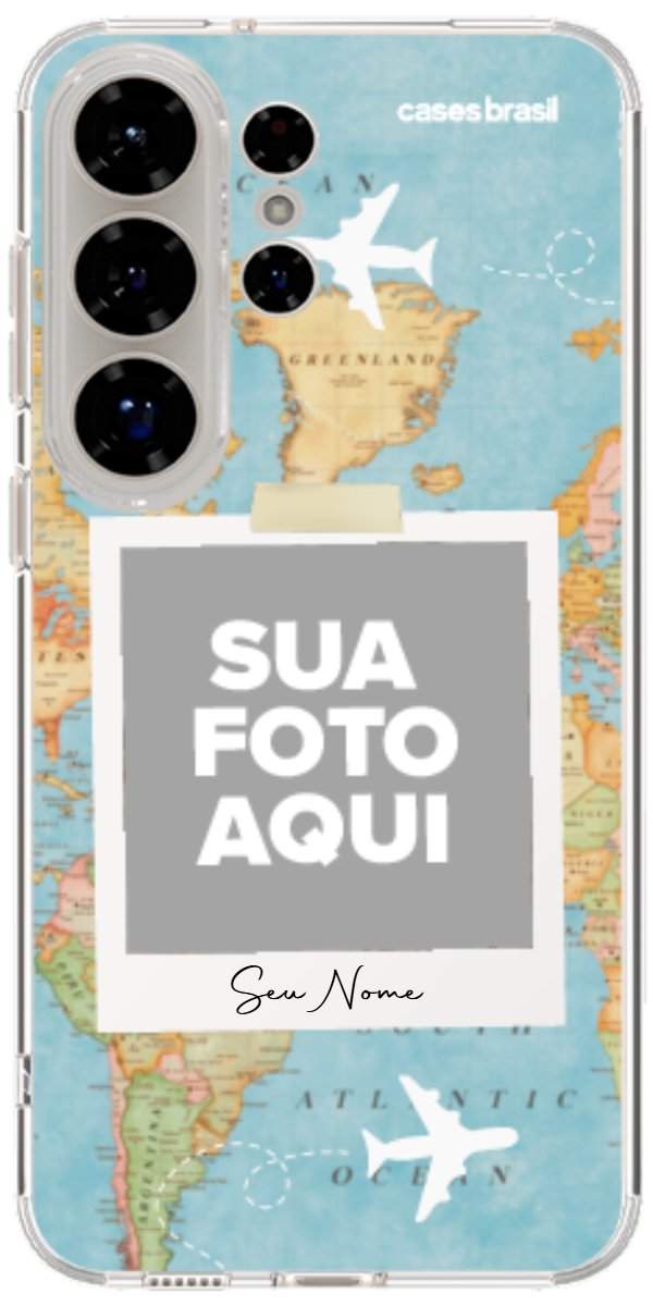 Capinha para Celular Polaroid Mapa Mundi