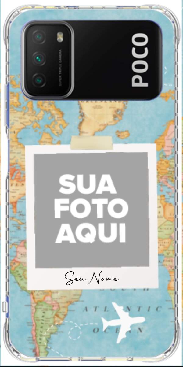 Capinha para Celular Polaroid Mapa Mundi