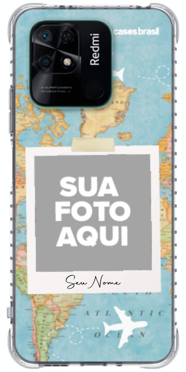 Capinha para Celular Polaroid Mapa Mundi