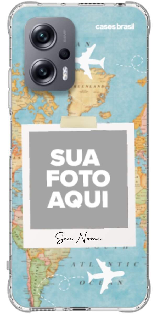 Capinha para Celular Polaroid Mapa Mundi