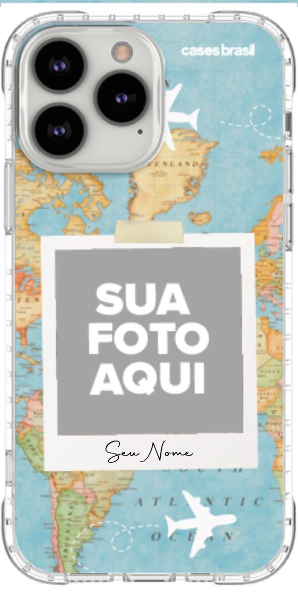 Capinha para Celular Polaroid Mapa Mundi
